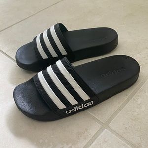 Little Boy’s Black Adidas Slides